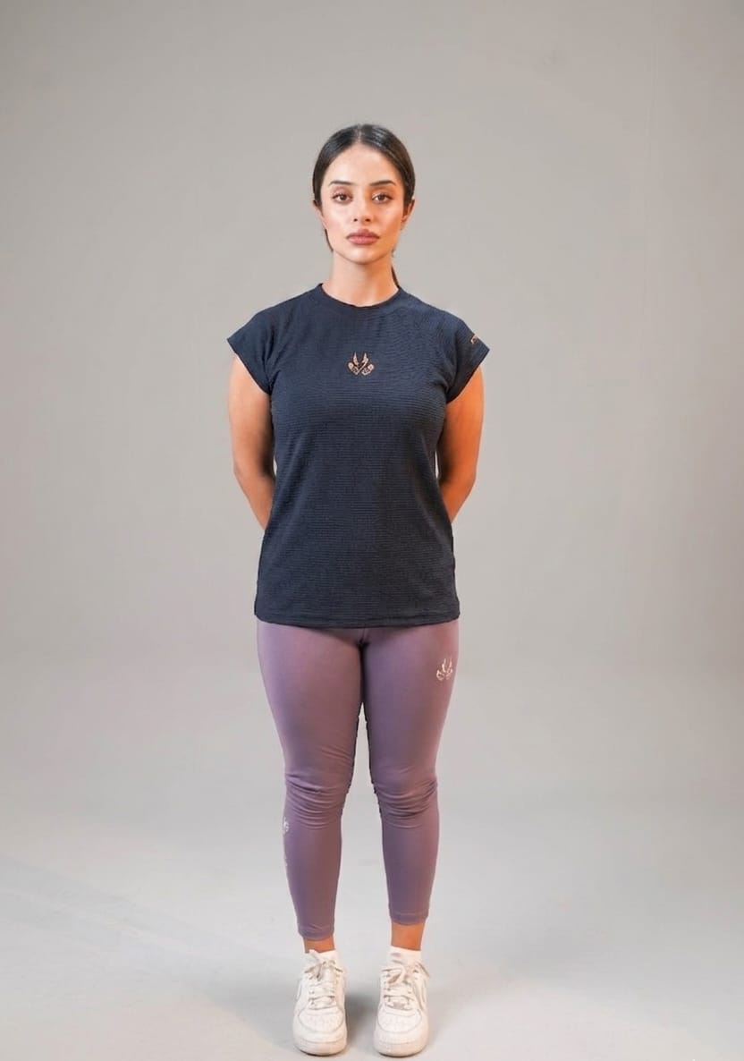 The Apex Contrast Jacquard Cap-Sleeve Tee