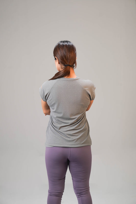 The Apex Contrast Jacquard Cap-Sleeve Tee