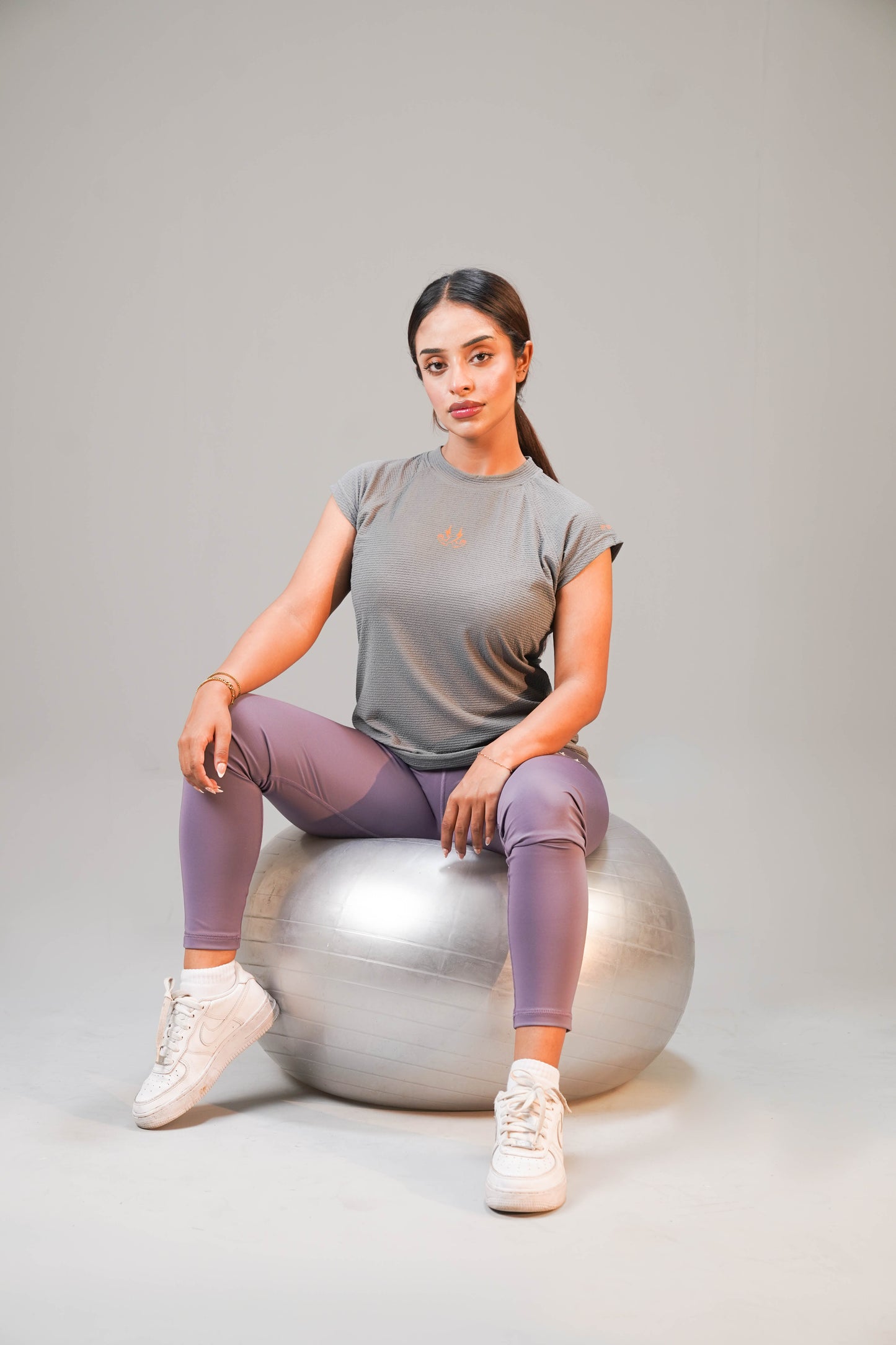 The Apex Contrast Jacquard Cap-Sleeve Tee