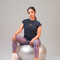 The Apex Contrast Jacquard Cap-Sleeve Tee