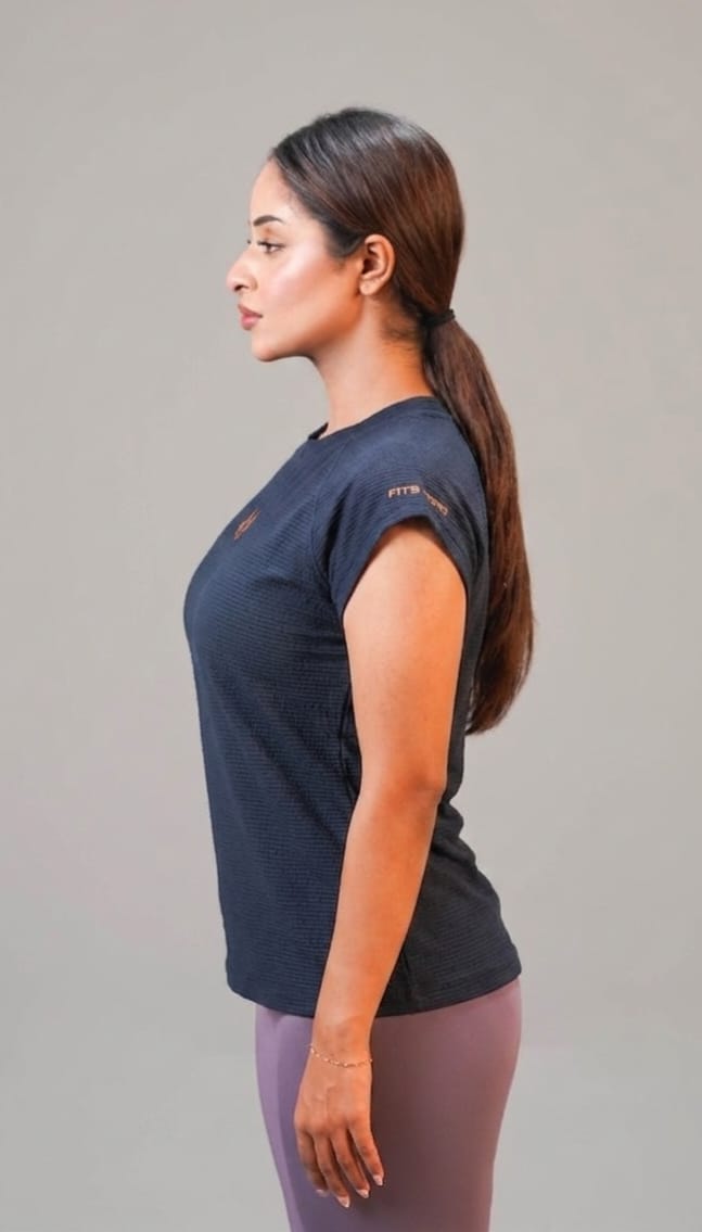 The Apex Contrast Jacquard Cap-Sleeve Tee