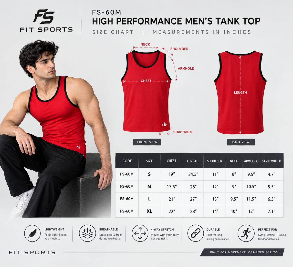 Fit Sports Men’s Performance Tank Top – Move Freely, Train Strong  Description