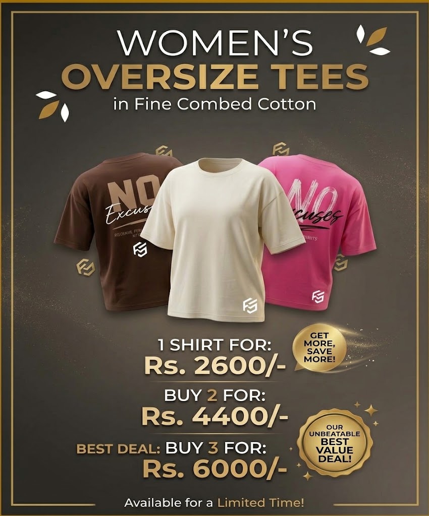 BUNDLE OFFER FOR WOMEN OVER SIZE TEES IN COTTON